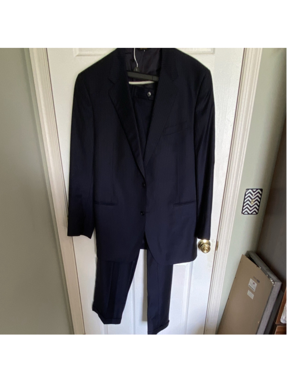 Jos. A. Bank Men’s Blue Pinstripe 100% Wool 2-Piece Suit Single-Breasted 44R - Picture 10 of 13